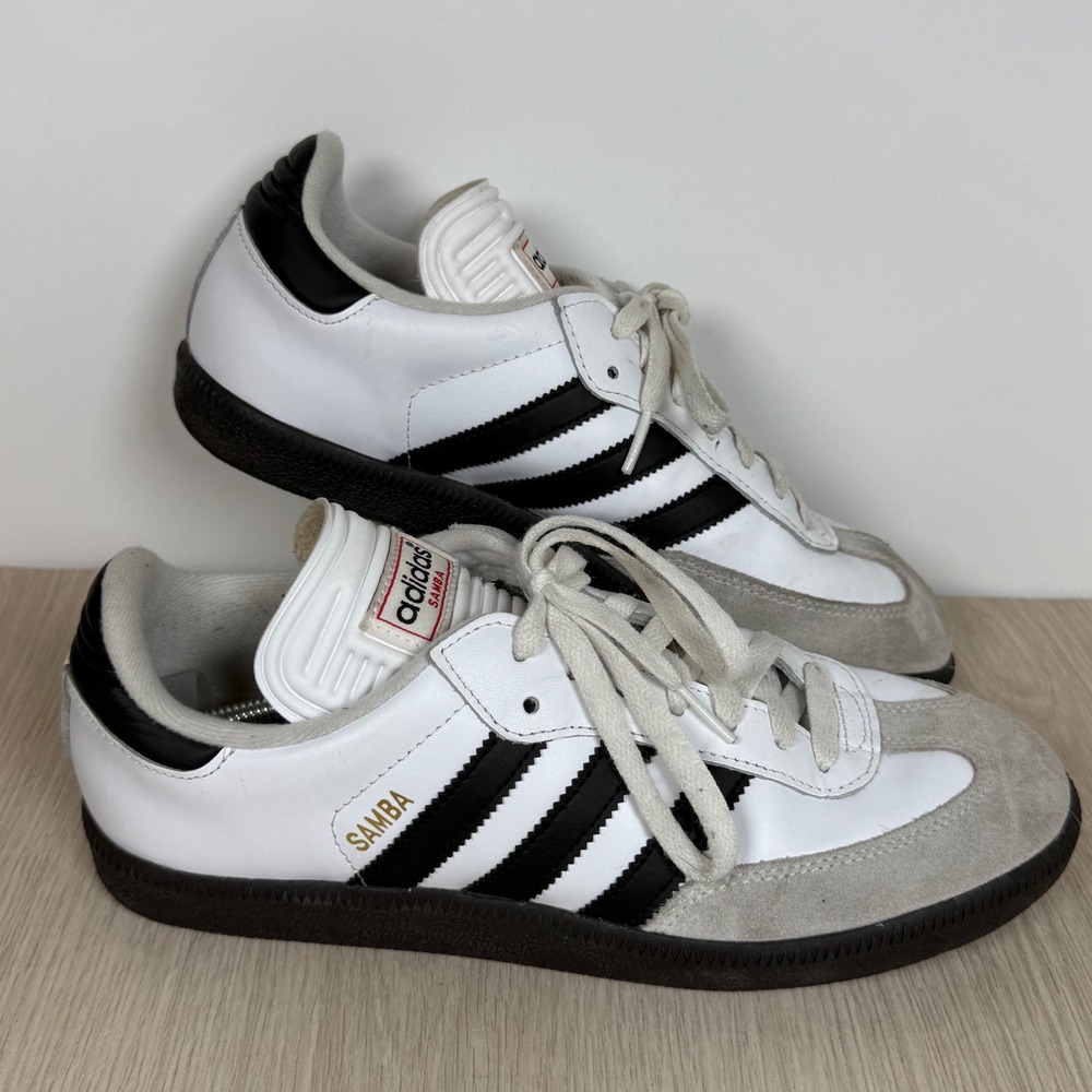 Sneakers Adidas Mens 8 White Samba Classic Leather Soccer Shoes 772109